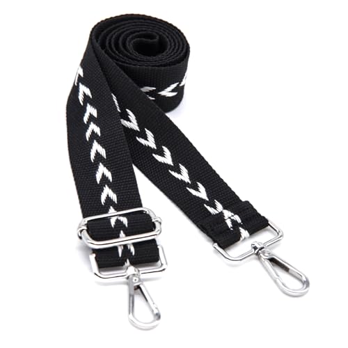 Image of S&loyoe Silver bucklePurse Straps Replacement Crossbody Bag Strap Adjustable Wide Guitar Straps for Handbags 1.5inch (Leaf black silver)