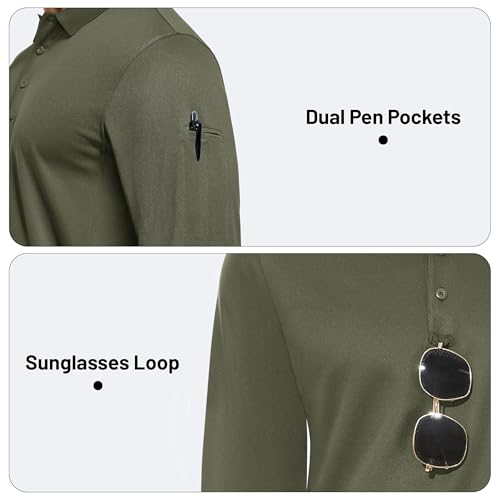MAGCOMSEN Men's Quick Dry Long Sleeve Polo Shirts for Casual Military Golf Hiking - Image 6