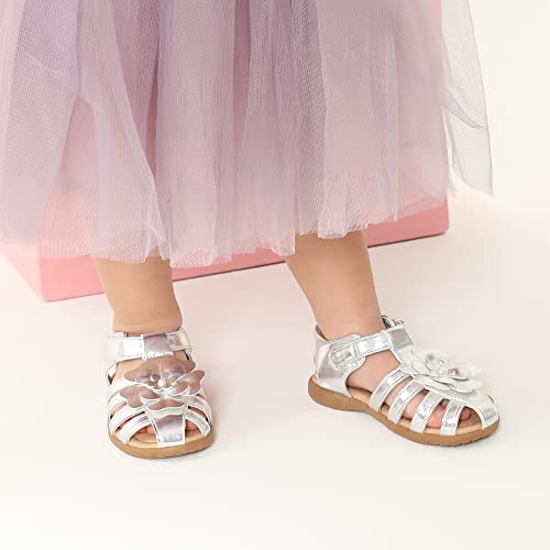 Image of DREAM PAIRS Girls Toddler /Little Kid Closed-Toe Flower Summer Dress Sandals Shoes