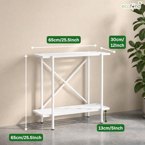 Image of ecofynd 2-Tier Fish Tank Stand, Double-Layer Aquarium Stand with Adjustable Table Feet, Heavy Metal Storage Rack Suitable for Home and Office, (White, FS-PS050)