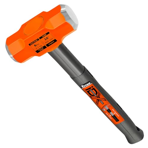 Titan iDX 63616 6lb Sledge Hammer with 16 Indestructible Handle Reinforced with Steel Locking Plates & Steel Bars Vulcanized Rubber Grip Overstrike Protection