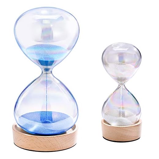 SuLiao Hourglass 60 Minute & 5 Minute Sand Timer Set With 7 Color Glass & Wood Base Lager Blue Sand Clock,Small White Sand Watch 5 Min,Reloj De Arena 1 Hora,Hour Glass Sandglass for Gifts,Office Decor