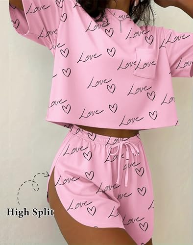 Image of Ekouaer Womens Pajama Sets Sexy Lounge Sets Side Split Short Pj Sets Cute Pjs 2 Piece Comfy Sleepwear Loungewear