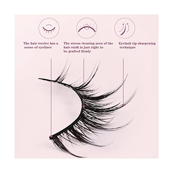 Natürliche Falsche Wimpern,Manga Lashes mit klarem Band Spiky Wispy Wimpern natürlicher Look 5 Paar wiederverwendbar… – Bild 5