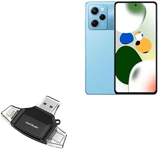 BoxWave Smart Gadget Compatible with Xiaomi Redmi Note 12 Pro Speed - AllReader SD Card Reader, microSD Card Reader SD Compact USB - Jet Black
