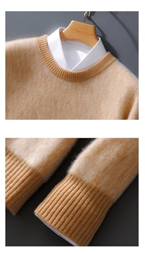 Mens Winter Cashmere Round Neck Sweater Loose Wool Knitted Business Bottoming Pullover2