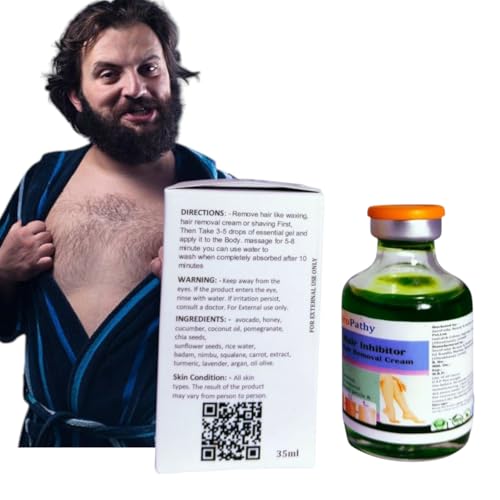 Image of 90 Days Herbal Hair Removal Oil 35ml - Ayurvedic Permanent Hair Stop for Women & Men - Works on Face, Upper Lip, Legs, Bikini Line, Underarms & Private Area - Natural & Safe