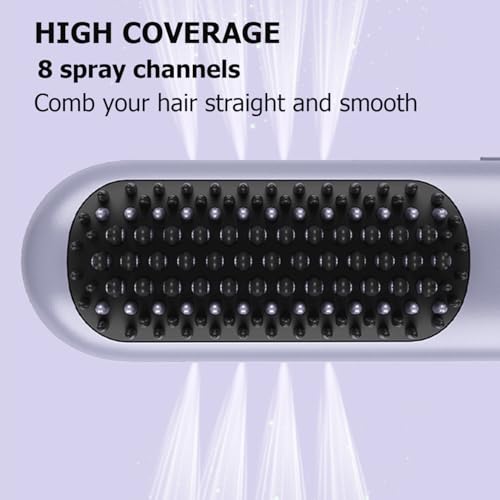 Cordless Hair Straightener Brush, 2 in 1 Curling & Straightening Brush with 200 Million Negative Ions, Mini Travel Hot Straightener Comb for Women, Fast Heating & Dual Voltage — view 5