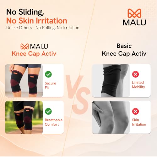 Image of Knee Cap for Knee Pain Relief | Compression Knee Support Sleeve for Men & Women | Breathable Bamboo Yarn | Patella Stabilizer for Sports, Walking, Arthritis, Gym & Recovery | Size (L)