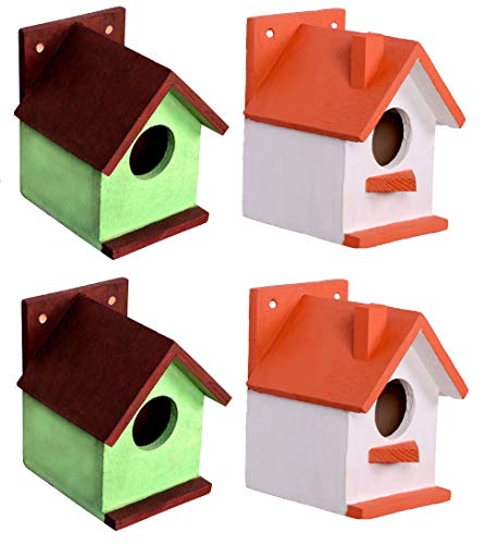 Cket Bird House Combo Offer Nest Box Breeding House for Small Birds Eco Friendly Wooden for Garden Balcony Hanging Orange & Green (Pack of 4) (B08THW4R5H) Amazon Price History, Amazon Price Tracker