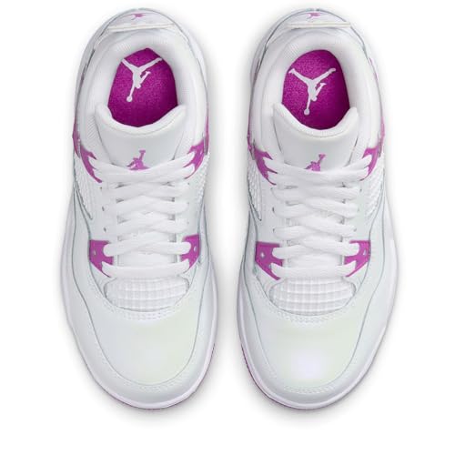 NIKE Little Kid's Jordan 4 Retro White/Hyper Violet (FQ1312 151) Preschool PS - Size 10.5c4