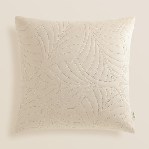 room99 Housse de Coussin Feel 45 x 45 cm Taie d'oreiller pour Coussins Canapé avec Fermeture éclair Invisible Velours Crème, 1 pièce