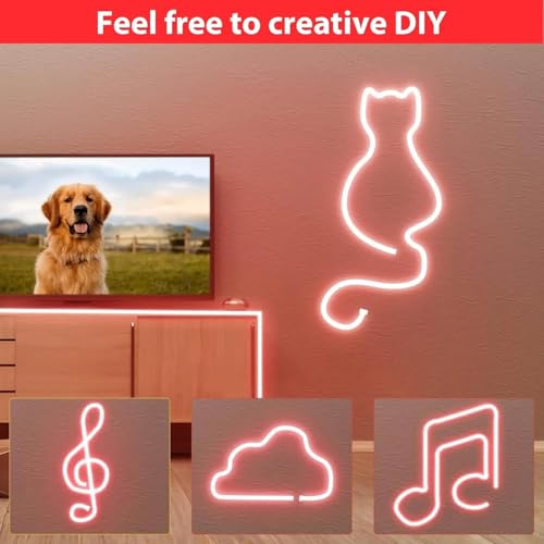 Image of 16.4 Feet LED Neon Strip Lights, with 12V Adapter, Waterproof IP65, Silicone Flexible Rope Light for Home Decor | Led Strip Lights | Neon Lights | DIY | (RED)