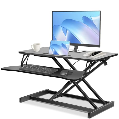 Conversor de Mesa Vertical de 80CM, Mesa Elevatória Pneumática Ajustável em Altura de 15-48CM