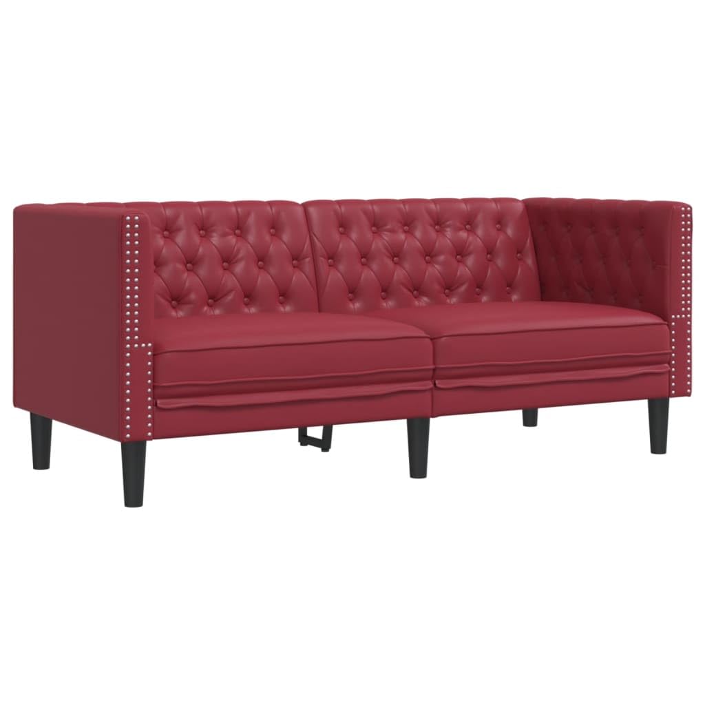 Zestaw Divani Chesterfield 3-częściowy zestaw do winiarstwa, imitacja skóry