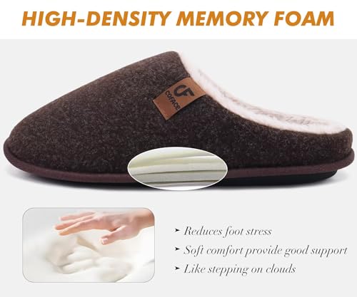 Image of COFACE Mens Cozy Memory Foam Scuff Slippers Casual Slip On Warm House Shoes Indoor /Outdoor Sandal Slippers With Arch Support Rubber Sole Size 7-15
