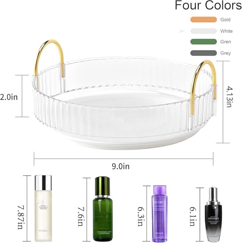 Image of Xmart India 360 Rotating Makeup Organizer - Transparent Cosmetic & Skincare Storage Rack for Dressing Table Lipstick, Perfume, Beauty Accessories & Bathroom Counter Organizer (1 Layer, Clear)