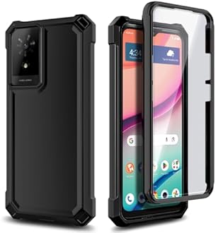 WDHD Compatible with TCL K24 & K23 & TCL 50 LE Phone Case Black | Full-Body Protective Shockproof Rugged Bumper Cover with Screen Protector, Raised Corners Drop Protection