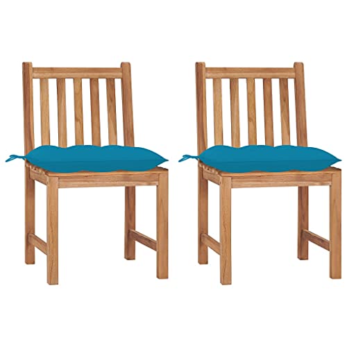 KCCKOM Patio Chairs 2 pcs with Cushions Solid Teak Wood, Outdoor Furniture, Outdoor Chairs