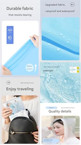 Image of Rain Ponchos for Adults, Reusable PEVA Rain Coats for Women Men Waterproof Lightweight Long Rain Jackets with Hood