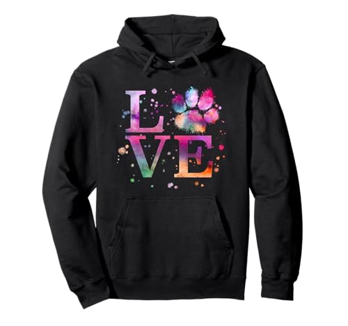 Watercolor Pawprint Gifts 2BHZWSZ6ZYM Love Dog Paw Print Colorful National Animal Shelter Week Pullover Hoodie cover