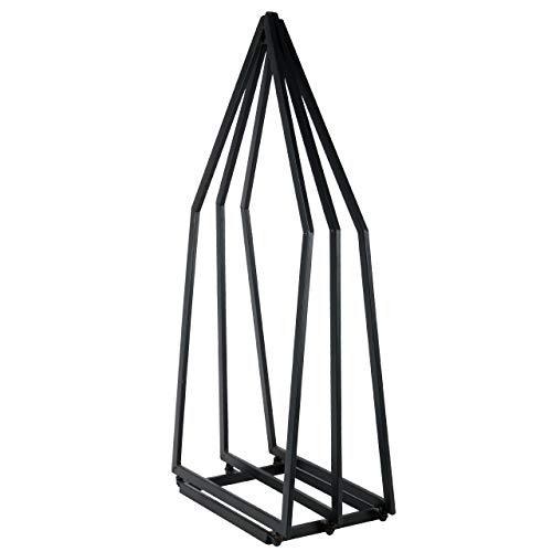 RM Design Metal Firewood Rack for Exterior and Interior 40 cm Wide Firewood Stand without Back Wall Black