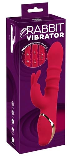 You2Toys 3 Moving Rings Rabbit Vibromassaeur Rouge/Or rose 3,3-3,9 cm