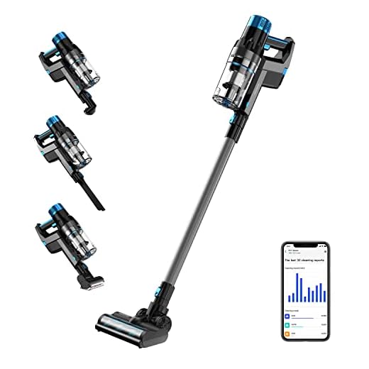 Proscenic P11 Smart Aspirador Escoba sin Cable, Succión Potente 30000Pa/60Min, con Pantalla Táctil y App Inteligente, 4 Cepillos, Flexible 180º, Luz LED, para Suelo/Alfombra/Cortina/Pelo de Mascota