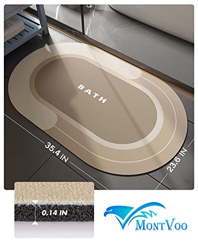 Image of MontVoo-Bath Mat Rug-Innovative Bathroom Rug Mat Super Absorbent Quick Dry Rubber Backed Dirt Resistant Bath Rugs Mats for Bathroom Floor Non Slip Beige Bathroom Rug for Shower Sink Bathtub 24 inchx35 inch