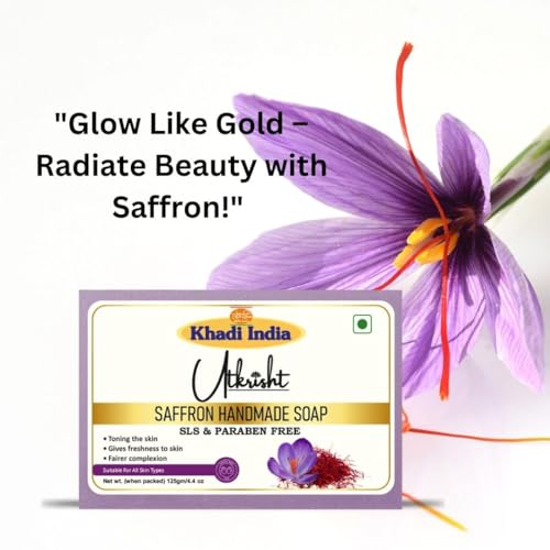 Image of Khadi Saffron Handmade Bathing Soap Bar 125g (Pack of 4) | Natural & Herbal | Glowing & Brightening Skin | For Acne, Pimple, Scars & Pigmentation | All Skin Types | For Men & Women
