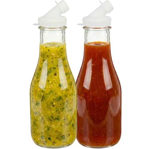 kitchentoolz 2 Pack â€“ 32oz Salad Dressing Shaker Bottles â€“ Tall Glass Salad Dressing Dispenser Containers with Tamper-Proof Lids for Marinades, Oils, and Sauces