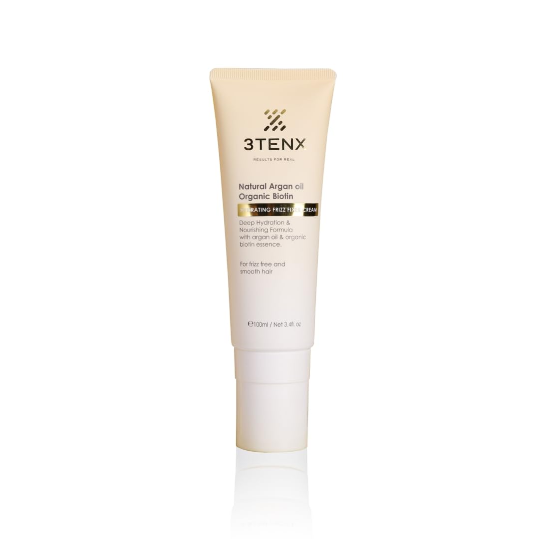 3TENX Hydrating Frizz Fixer Cream | For Smooth, Shiny & Frizz Free Hair | Light, Non Sticky Frizz Control | Salon Grade, Color Safe, Heat Protection | Paraben & Sulphate Free | All Hair Types (100ml)