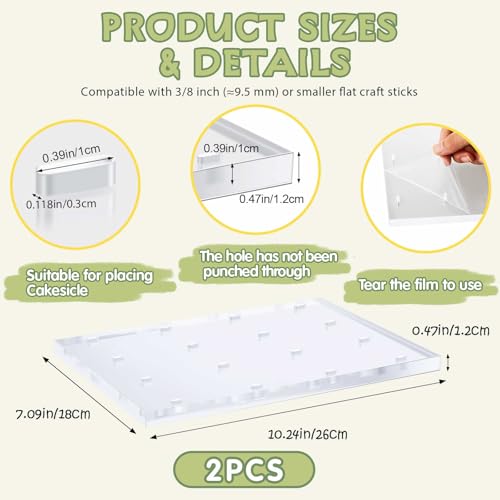 Geetery 2 Pcs Cakesicle Stand Display 16 Hole Ice Lolly Sticks Holder Cake Pop Stand for Dessert Table Clear Acrylic Cake Stand Ice Cream Lollipop Holder for Wedding Birthday Dessert Theme Party