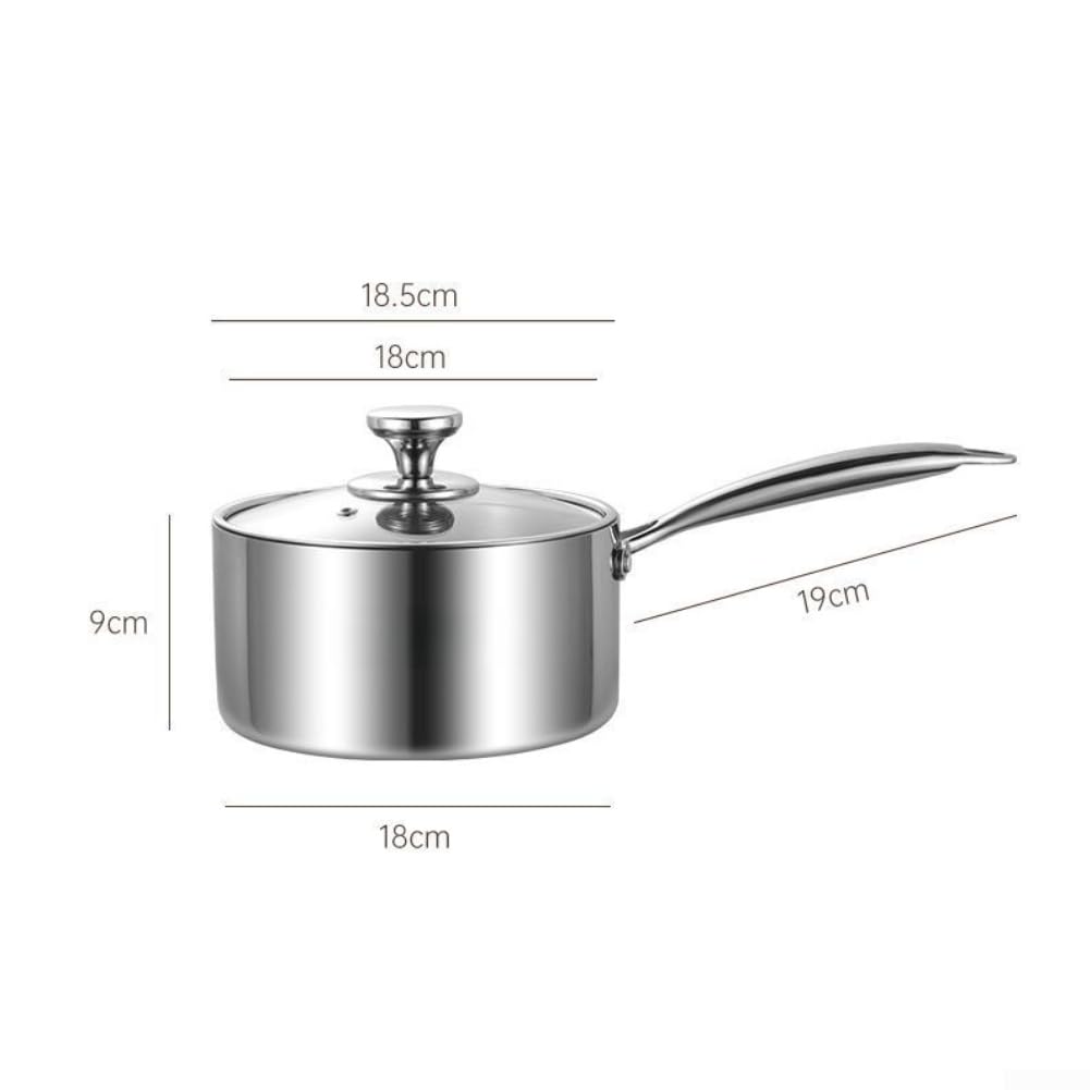 Cacerola de acero inoxidable, 16 cm, 5 capas, base de acero inoxidable (16