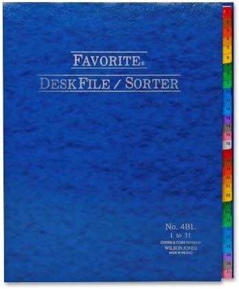 Wilson Jones Favorite Desk File Sorter, 10 x 12 Inches, Expands 1.5 Inches, 1 to 31 Index, Midnight Blue (WCC4BL)