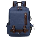 [Mygreen] リュック バックパック 15.6インチPC対応 薄型 帆布 撥水加工 通勤 出張 旅行 通学 メンズ (ネイビー)