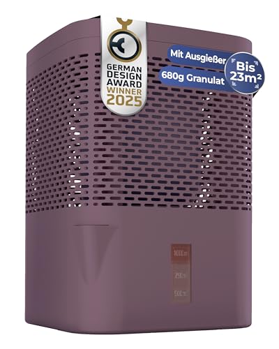 Deshumidificador BonAura® AirOne sin electricidad hasta 23 m² | Ventilación de 360° | Deshumidificador de habitación con salida y gránulos de deshumidificación de 680 g | Protección contra el moho y