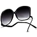 The Fresh Women's Oversized Square Jackie O Cat Eye Hybrid Butterfly Fashion Sunglasses - Exquisite Packaging (729901-Black, Gradient Grey)