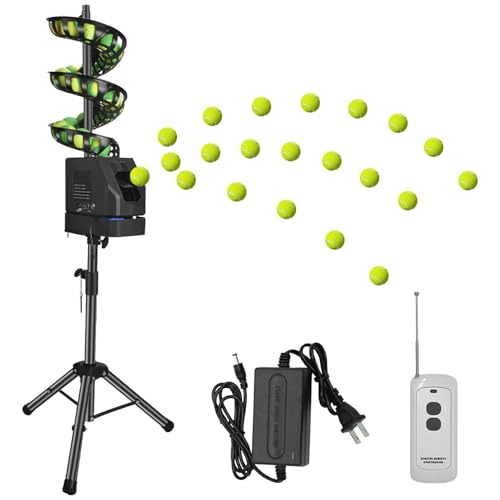 Eastnmythet Ball Machine Tennis Balls, Automatic Tennis Ball Thrower for 33 Balls, Tennis Pitching Machine with Remote Control, Adjustable Height & Angle