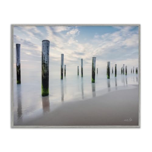 Nautical Beach Ocean Panoramic Sky, 11 x 14 Inch Framed Giclée Print