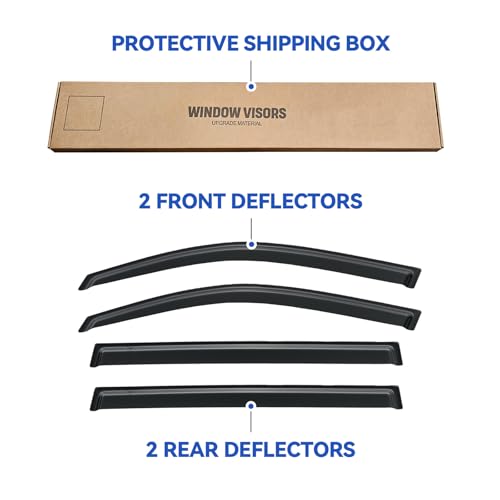 Image of Window Visors Rain Guards Shield for 2008-2013 Toyota Highlander, Out-Channel Window Vent Wind Deflectors Visors Shades for 08-13 Highlander Hybrid