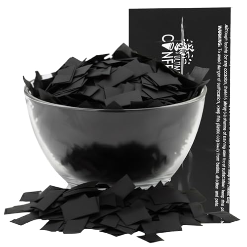 Image of Ultimate Confetti, Rectangular Black Biodegradable Confetti - Fluttering Tissue Paper Confetti for Cannon and Launcher use - Best for Wedding, Birthday, Parties and Live Events - 1 lb, 16 oz