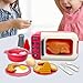 17Pcs Kids Pretend Play Microwave Toys Cookwares Toy Role Playing Educational Ornament Sets for Girls Boys, Red