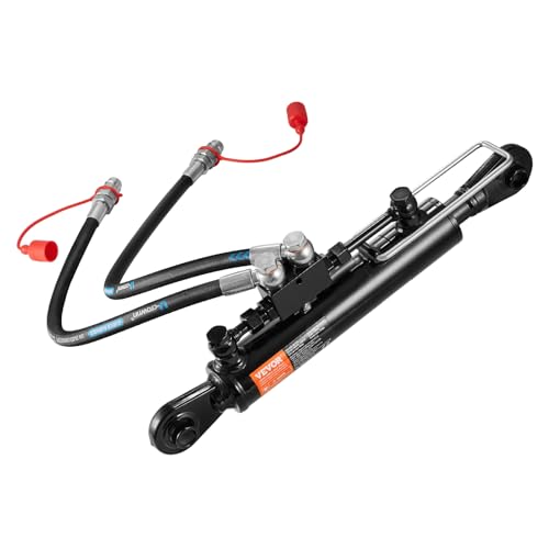 VEVOR Hydraulic Top Link Cat.1-1 (8-1/4 in 18-1/8~26-3/8 in) Hydraulic Cylinder with 2 Hoses & G3/8 Check Valve