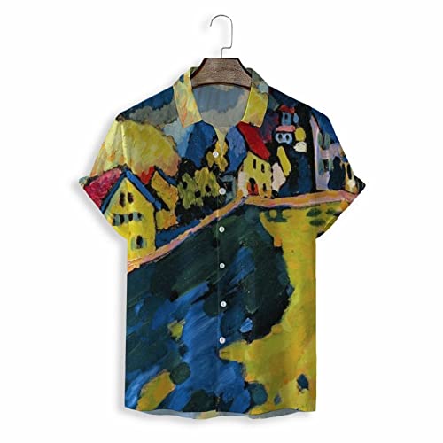 Chemise hawaïenne homme vintage style peinture à l'huile pour soirées plage d'été