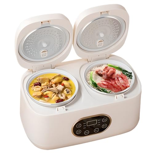 Olla arrocera de Doble vejiga, 2L+2l, pequeña Olla arrocera eléctrica Profesional de Doble vejiga con Pantalla táctil Inteligente, Programa de 12 Horas para cocinar gachas y calent