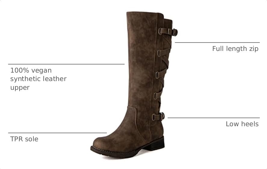GLOBALWIN Women's Camel Knee High Motorcylce Boots Strappy Boots For Women 8.5M - image 3