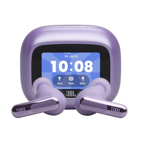 Image of JBL New Live Beam 4 TWS with Smart Charging Case, Hi-Res Audio, True Adaptive Noise Cancelling 2.0, 6-Mic Perfect Calls 2.0, Personi-Fi 3.0, BT 6.0, LE Audio,Auracast, Up to 48H Playtime, IP55, Purple