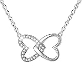 esberry gifts for christmas 18k gold plated 925 sterling silver necklace pendant 5a cubic zirconia double love heart pendant with necklaces link chain length 16 2 jewelry for women and teen girls