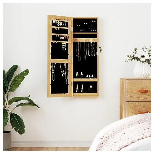 TANZEM Espejo con joyero de Pared 30x8,5x90 cm, Espejo Baño, Espejos De Salon, Espejo Recibidor Entrada, Mueble Salon - 353213